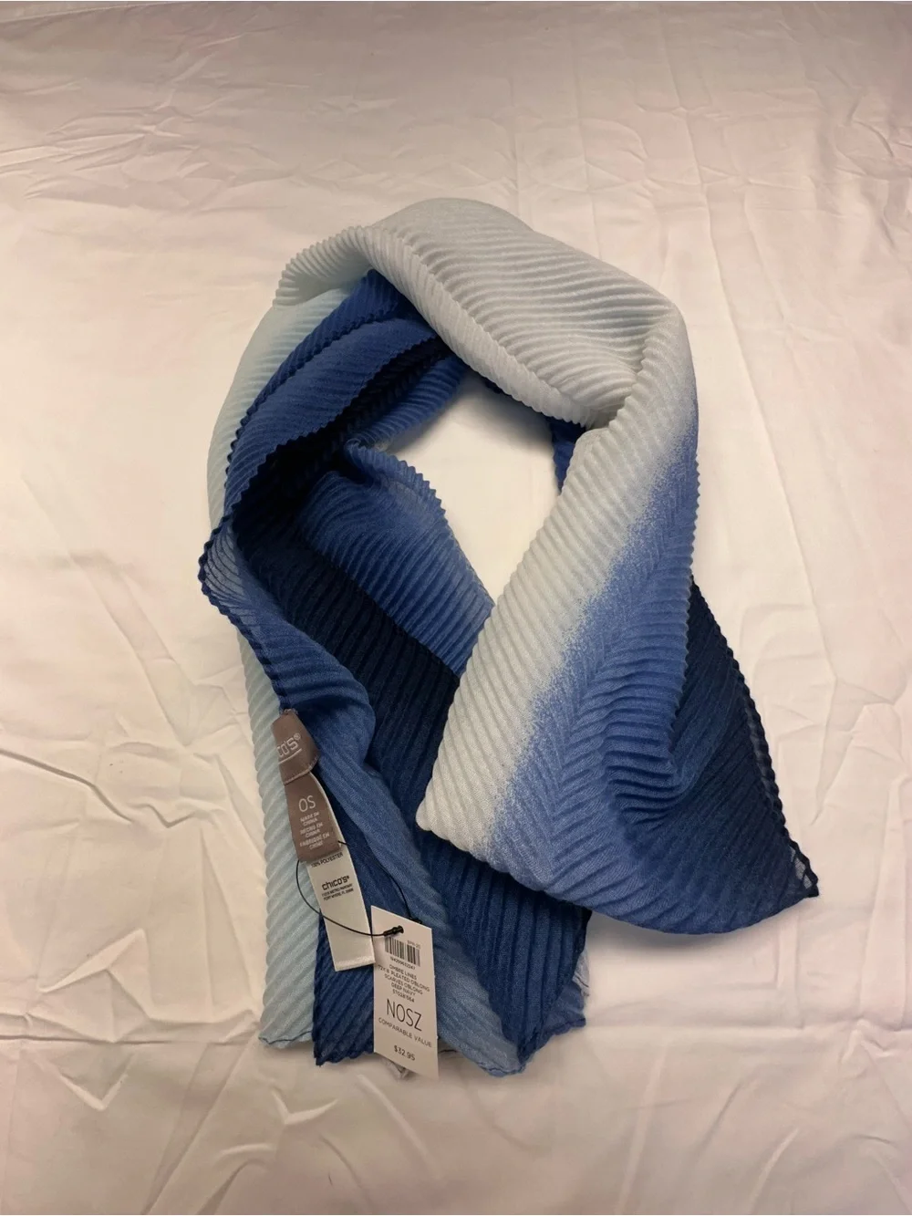Chico's Gradient Blue Pleated Oblong Scarf